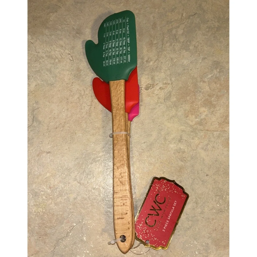 CWC Cook With Color Three-Piece Christmas Spatula Set WAHLP24 NEW